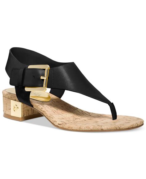 michael kors black leather thong sandals|mk split toe sandals.